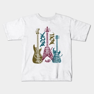 Rock and roll, electric guitars, music lover. white background Kids T-Shirt